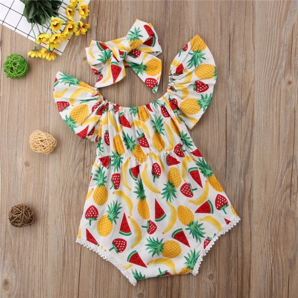 Off Shoulder Pineapple Print Bodysuit